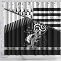 Brittany Ermine Celtic Shower Curtain Black Celtic Triskels - Wonder Print Shop