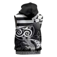 Brittany Ermine Celtic Sleeveless Zip Hoodie Black Celtic Triskels - Wonder Print Shop