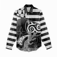 Brittany Ermine Celtic Women Casual Shirt Black Celtic Triskels - Wonder Print Shop
