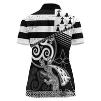 Brittany Ermine Celtic Women Polo Shirt Black Celtic Triskels - Wonder Print Shop