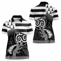 Brittany Ermine Celtic Women Polo Shirt Black Celtic Triskels - Wonder Print Shop