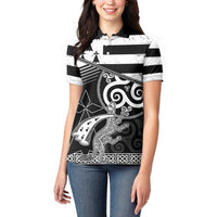 Brittany Ermine Celtic Women Polo Shirt Black Celtic Triskels - Wonder Print Shop