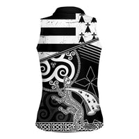 Brittany Ermine Celtic Women Sleeveless Polo Shirt Black Celtic Triskels - Wonder Print Shop