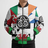 Celtic Nations Flag Bomber Puffer Jacket Six Celtic Countries Heritage - Wonder Print Shop