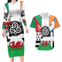 Celtic Nations Flag Couples Matching Long Sleeve Bodycon Dress and Hawaiian Shirt Six Celtic Countries Heritage - Wonder Print Shop