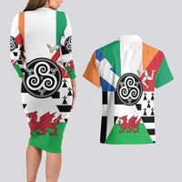 Celtic Nations Flag Couples Matching Long Sleeve Bodycon Dress and Hawaiian Shirt Six Celtic Countries Heritage - Wonder Print Shop
