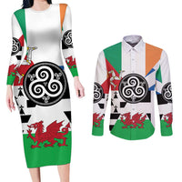 Celtic Nations Flag Couples Matching Long Sleeve Bodycon Dress and Long Sleeve Button Shirt Six Celtic Countries Heritage - Wonder Print Shop