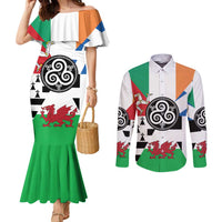 Celtic Nations Flag Couples Matching Mermaid Dress and Long Sleeve Button Shirt Six Celtic Countries Heritage - Wonder Print Shop