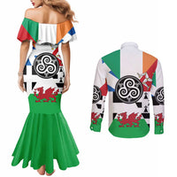 Celtic Nations Flag Couples Matching Mermaid Dress and Long Sleeve Button Shirt Six Celtic Countries Heritage - Wonder Print Shop