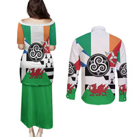 Celtic Nations Flag Couples Matching Puletasi and Long Sleeve Button Shirt Six Celtic Countries Heritage - Wonder Print Shop