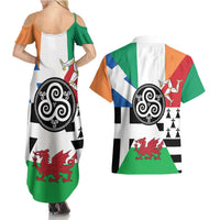 Celtic Nations Flag Couples Matching Summer Maxi Dress and Hawaiian Shirt Six Celtic Countries Heritage - Wonder Print Shop