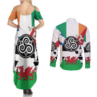 Celtic Nations Flag Couples Matching Summer Maxi Dress and Long Sleeve Button Shirt Six Celtic Countries Heritage - Wonder Print Shop