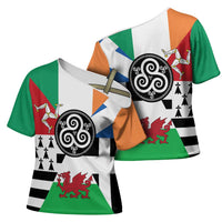 Celtic Nations Flag Cross Shoulder Shirt Six Celtic Countries Heritage - Wonder Print Shop