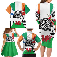 Celtic Nations Flag Family Matching Long Sleeve Bodycon Dress and Hawaiian Shirt Six Celtic Countries Heritage - Wonder Print Shop