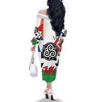 Celtic Nations Flag Family Matching Off The Shoulder Long Sleeve Dress and Hawaiian Shirt Six Celtic Countries Heritage - Wonder Print Shop
