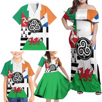 Celtic Nations Flag Family Matching Off Shoulder Maxi Dress and Hawaiian Shirt Six Celtic Countries Heritage - Wonder Print Shop