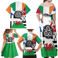 Celtic Nations Flag Family Matching Off Shoulder Maxi Dress and Hawaiian Shirt Six Celtic Countries Heritage - Wonder Print Shop