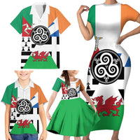 Celtic Nations Flag Family Matching Short Sleeve Bodycon Dress and Hawaiian Shirt Six Celtic Countries Heritage - Wonder Print Shop