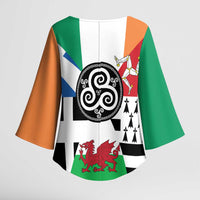 Celtic Nations Flag Kimono Sleeve Blouse Six Celtic Countries Heritage - Wonder Print Shop