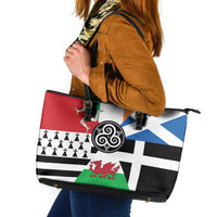 Celtic Nations Flag Leather Tote Bag Six Celtic Countries Heritage - Wonder Print Shop
