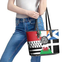 Celtic Nations Flag Leather Tote Bag Six Celtic Countries Heritage - Wonder Print Shop