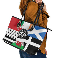 Celtic Nations Flag Leather Tote Bag Six Celtic Countries Heritage - Wonder Print Shop