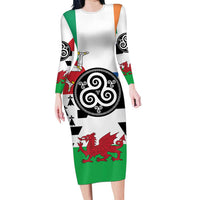 Celtic Nations Flag Long Sleeve Bodycon Dress Six Celtic Countries Heritage - Wonder Print Shop