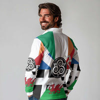 Celtic Nations Flag Long Sleeve Polo Shirt Six Celtic Countries Heritage - Wonder Print Shop