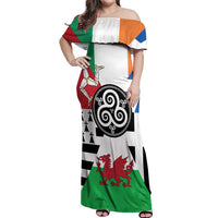 Celtic Nations Flag Off Shoulder Maxi Dress Six Celtic Countries Heritage - Wonder Print Shop