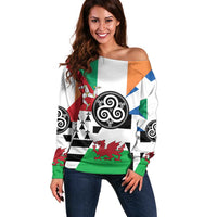 Celtic Nations Flag Off Shoulder Sweater Six Celtic Countries Heritage - Wonder Print Shop