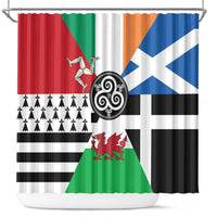 Celtic Nations Flag Shower Curtain Six Celtic Countries Heritage - Wonder Print Shop