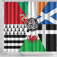 Celtic Nations Flag Shower Curtain Six Celtic Countries Heritage - Wonder Print Shop