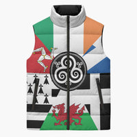 Celtic Nations Flag Sleeveless Puffer Jacket Six Celtic Countries Heritage - Wonder Print Shop