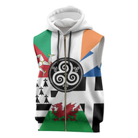 Celtic Nations Flag Sleeveless Zip Hoodie Six Celtic Countries Heritage - Wonder Print Shop