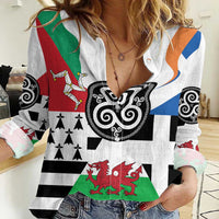 Celtic Nations Flag Women Casual Shirt Six Celtic Countries Heritage - Wonder Print Shop