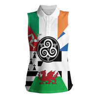 Celtic Nations Flag Women Sleeveless Polo Shirt Six Celtic Countries Heritage - Wonder Print Shop