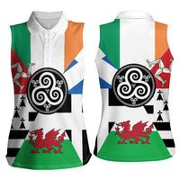 Celtic Nations Flag Women Sleeveless Polo Shirt Six Celtic Countries Heritage - Wonder Print Shop