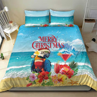 Saint Lucia Christmas Bedding Set Tropical Parrot With Rum Punch Cocktail - Wonder Print Shop