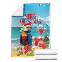 Saint Lucia Christmas Blanket Tropical Parrot With Rum Punch Cocktail