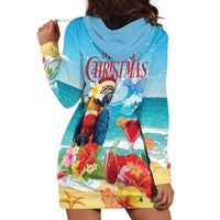 Saint Lucia Christmas Hoodie Dress Tropical Parrot With Rum Punch Cocktail - Wonder Print Shop