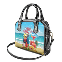 Saint Lucia Christmas Shoulder Handbag Tropical Parrot With Rum Punch Cocktail