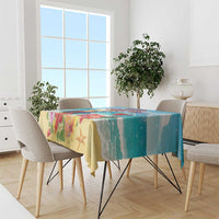 Saint Lucia Christmas Tablecloth Tropical Parrot With Rum Punch Cocktail - Wonder Print Shop