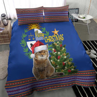 Uruguay Christmas Bedding Set Pampas Cat With Folk Pattern - Wonder Print Shop