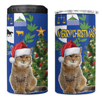 Uruguay Christmas 4 in 1 Can Cooler Tumbler Pampas Cat With Folk Pattern - Wonder Print Shop