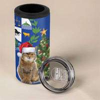 Uruguay Christmas 4 in 1 Can Cooler Tumbler Pampas Cat With Folk Pattern - Wonder Print Shop
