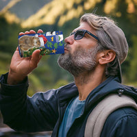 Uruguay Christmas 4 in 1 Can Cooler Tumbler Pampas Cat With Folk Pattern - Wonder Print Shop