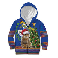 Uruguay Christmas Kid Hoodie Pampas Cat With Folk Pattern - Wonder Print Shop