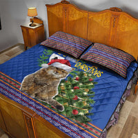 Uruguay Christmas Quilt Bed Set Pampas Cat With Folk Pattern - Wonder Print Shop