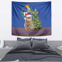 Uruguay Christmas Tapestry Pampas Cat With Folk Pattern - Wonder Print Shop