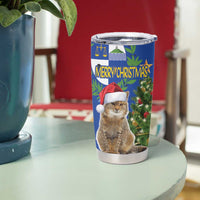 Uruguay Christmas Tumbler Cup Pampas Cat With Folk Pattern - Wonder Print Shop